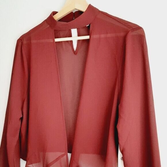 TOBI Wrap Tie Crop Top Semi-Sheer Lightweight Triangle Cut-Out Blouse Sz L - Picture 10 of 16